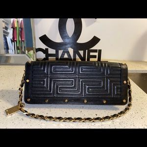 Versace Clutch with Gold Shoulder Strap